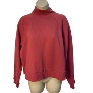a new day Rose Red Mock Turtleneck Short Sweatshirt Large Pre-owned